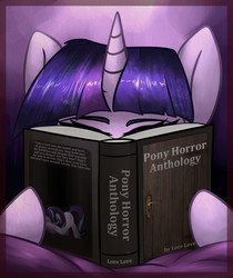Size: 3551x4229 | Tagged: safe, artist:duop-qoub, starlight glimmer, twilight sparkle, pony, unicorn, fanfic:pony horror anthology, g4, book, fanfic, fanfic art, fanfic cover, female, reading, solo, story included, unicorn twilight