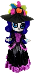 Size: 350x725 | Tagged: safe, artist:whatthehell!?, edit, rarity, equestria girls, g4, bracelet, catrina (calavera garbancera), clothes, dia de los muertos, doll, equestria girls minis, feather, halloween, hat, holiday, irl, jewelry, makeup, outfit, photo, solo, toy