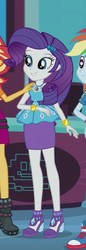 Size: 313x914 | Tagged: safe, screencap, rainbow dash, rarity, sunset shimmer, a fine line, equestria girls, g4, my little pony equestria girls: better together, clothes, cropped, female, geode of shielding, high heels, legs, offscreen character, pencil skirt, rarity peplum dress, shoes, skirt, smiling