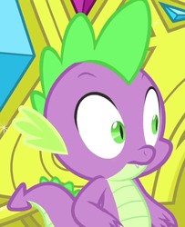 Size: 585x720 | Tagged: safe, screencap, spike, dragon, g4, inspiration manifestation, season 4, cropped, male, shocked, solo