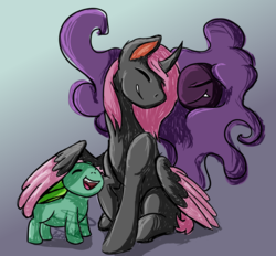 Size: 1024x951 | Tagged: safe, artist:pinkiepegasus, oc, oc only, alicorn, bulbasaur, gastly, pony, female, mare, pokémon, solo