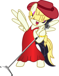Size: 1774x2278 | Tagged: safe, artist:davidsfire, songbird serenade, pegasus, pony, g4, my little pony: the movie, clothes, donkey kong (series), dress, ear piercing, earring, female, jewelry, jump up super star, mare, pauline, piercing, red dress, sia (singer), simple background, singing, smiling, solo, super mario bros., super mario odyssey, transparent background