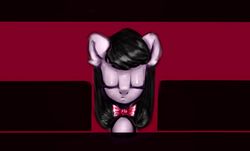 Size: 1402x847 | Tagged: safe, artist:limchph2, octavia melody, earth pony, pony, g4, bowtie, bust, eyes closed, female, portrait, simple background, solo