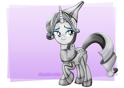 Size: 1600x1131 | Tagged: safe, artist:jucamovi1992, rarity, pony, unicorn, g4, crossover, female, lidded eyes, mare, raised hoof, smiling, solo, the wizard of oz, tin man