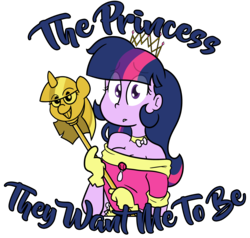 Size: 3341x3175 | Tagged: safe, artist:befishproductions, twilight sparkle, equestria girls, g4, clothes, coronation dress, dress, female, high res, looking at you, scepter, simple background, solo, twilight scepter