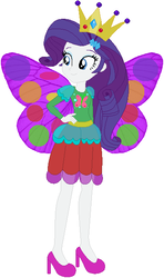 Size: 368x623 | Tagged: safe, artist:selenaede, artist:user15432, rarity, butterfly, human, equestria girls, g4, base used, butterfly costume, butterfly princess, butterfly wings, clothes, colored wings, costume, crown, dress, halloween, halloween costume, hand on hip, high heels, holiday, humanized, jewelry, multicolored wings, princess costume, princess rarity, purple wings, rainbow wings, regalia, shoes, solo, winged humanization, wings