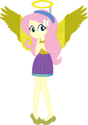 Size: 412x586 | Tagged: safe, artist:selenaede, artist:user15432, fluttershy, angel, human, equestria girls, g4, angel costume, angelic wings, base used, clothes, costume, dress, fluttershy the angel, halloween, halloween costume, halo, humanized, shoes, solo, winged humanization, wings, yellow wings