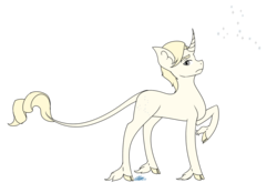 Size: 1024x714 | Tagged: safe, artist:sachanart, classical unicorn, pony, unicorn, cloven hooves, curved horn, draco malfoy, harry potter (series), horn, leonine tail, male, ponified, raised hoof, simple background, solo, transparent background, unshorn fetlocks