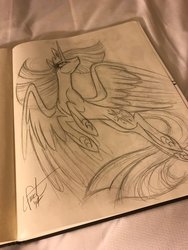 Size: 768x1024 | Tagged: safe, artist:lauren faust, twilight sparkle, alicorn, pony, g4, female, hilarious in hindsight, older, sketch, solo, traditional art, twilight sparkle (alicorn)