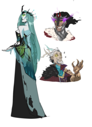 Size: 1046x1437 | Tagged: safe, artist:inspectorvalvert, discord, king sombra, queen chrysalis, human, g4, humanized