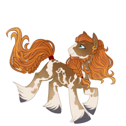 Size: 3000x3000 | Tagged: safe, artist:azure-art-wave, oc, oc only, oc:daryl, earth pony, pony, beard, braid, coat markings, facial hair, high res, long mane, looking back, male, pinto, simple background, solo, stallion, transparent background, unshorn fetlocks