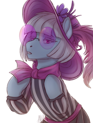 Size: 1092x1444 | Tagged: safe, artist:1an1, photo finish, earth pony, pony, g4, clothes, female, glasses, hat, looking at you, mare, solo