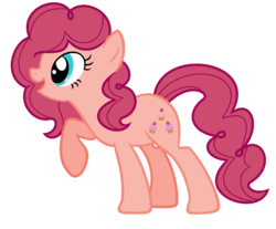 Size: 1024x847 | Tagged: safe, artist:cindystarlight, oc, oc only, oc:cupcake pie, earth pony, pony, female, mare, offspring, parent:cheese sandwich, parent:pinkie pie, parents:cheesepie, raised hoof, simple background, solo, transparent background