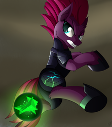 Size: 2700x3060 | Tagged: safe, artist:orangejuicerus, tempest shadow, pony, unicorn, my little pony: the movie, armor, broken horn, eye scar, female, high res, mare, obsidian orb, scar, scar on the wrong side, solo