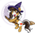 Size: 1394x1335 | Tagged: safe, alternate character, alternate version, artist:xwhitedreamsx, oc, oc only, oc:honeycrisp, earth pony, pony, broom, cute, female, flying, flying broomstick, hat, looking at you, mare, nightmare night, one eye closed, solo, wink, witch, witch hat, ych result