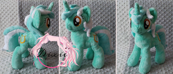 Size: 6117x2620 | Tagged: safe, artist:dixierarity, lyra heartstrings, pony, unicorn, g4, handmade, irl, photo, plushie, solo