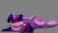 Size: 3796x2144 | Tagged: safe, artist:luxaestas, twilight sparkle, alicorn, pony, g4, blushing, crying, female, high res, mare, sick, simple background, solo, stomach ache, tears of pain, tummy ache, twilight sparkle (alicorn)