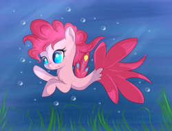 Size: 3660x2802 | Tagged: safe, artist:brok-enwings, pinkie pie, seapony (g4), g4, my little pony: the movie, female, high res, seaponified, seapony pinkie pie, smiling, solo, species swap, underwater