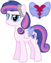 Size: 600x742 | Tagged: safe, artist:lost-our-dreams, oc, oc only, oc:athena, pegasus, pony, female, mare, offspring, parent:princess cadance, parent:shining armor, parents:shiningcadance, scar, solo