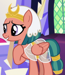 Size: 788x906 | Tagged: safe, screencap, pinkie pie, somnambula, earth pony, pegasus, pony, g4, shadow play, cropped, female, mare, offscreen character, raised hoof, solo focus