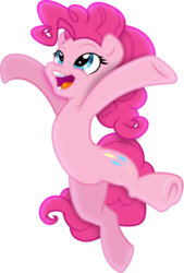 Size: 3231x4772 | Tagged: safe, artist:illumnious, artist:kp-shadowsquirrel, pinkie pie, earth pony, pony, g4, .ai available, armpits, female, happy, high res, leaping, mare, simple background, smiling, solo, transparent background, underhoof, vector