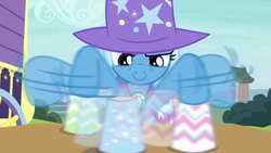 Size: 1280x720 | Tagged: safe, screencap, trixie, g4, uncommon bond, cup, female, magic trick, solo