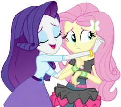 Size: 715x633 | Tagged: safe, artist:thebar, fluttershy, rarity, butterfly, dance magic, equestria girls, equestria girls specials, g4, alternate clothes, belt, bracelet, clothes, duo, eyes closed, female, jewelry, lesbian, ship:flarity, shipping, simple background, transparent background, tutu, wristband