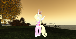 Size: 1600x837 | Tagged: safe, oc, oc only, oc:solari melody, semi-anthro, pink, second life, solo, supreme