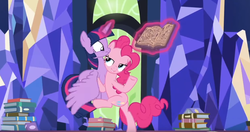 Size: 1316x696 | Tagged: safe, screencap, pinkie pie, twilight sparkle, alicorn, earth pony, pony, g4, shadow play, duo, female, mare, out of context, twilight sparkle (alicorn)