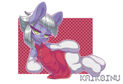 Size: 3000x2064 | Tagged: safe, artist:kaikoinu, limestone pie, earth pony, pony, g4, cheongsam, clothes, female, high res, jewelry, lidded eyes, looking at you, mare, simple background, smiling, solo, stockings, thigh highs, white background