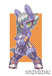 Size: 2064x3000 | Tagged: safe, artist:kaikoinu, limestone pie, earth pony, pony, g4, bipedal, clothes, converse, crossed arms, female, high res, latex, looking at you, mare, shoes, simple background, solo, standing, white background, wrestler