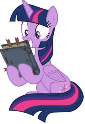 Size: 1435x2100 | Tagged: safe, artist:sonofaskywalker, twilight sparkle, alicorn, pony, g4, shadow play, book, excited, female, mare, simple background, starswirl's book, that pony sure does love books, transparent background, twilight sparkle (alicorn), vector