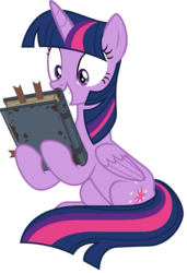 Size: 1435x2100 | Tagged: safe, artist:sonofaskywalker, twilight sparkle, alicorn, pony, g4, shadow play, book, excited, female, mare, simple background, solo, starswirl's book, that pony sure does love books, transparent background, twilight sparkle (alicorn), vector