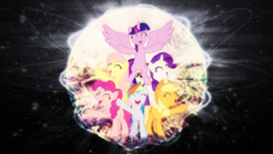 Size: 3840x2160 | Tagged: safe, artist:hellswolfeh, artist:parclytaxel, artist:skrayp, edit, applejack, fluttershy, pinkie pie, rainbow dash, rarity, twilight sparkle, alicorn, pony, g4, 4k, high res, mane six, twilight sparkle (alicorn), uhd wallpaper, wallpaper, wallpaper edit