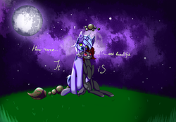 Size: 4320x3000 | Tagged: safe, artist:darsiaradianthorner, oc, oc only, oc:darsia horner, oc:rairon horner, fawn, pony, unicorn, female, male, moon, space