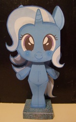 Size: 2231x3579 | Tagged: safe, artist:nikitaowo, trixie, pony, unicorn, g4, bipedal, craft, happy, high res, irl, papercraft, photo, smiling, solo