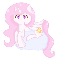 Size: 1000x1020 | Tagged: safe, artist:kurxmi, princess celestia, alicorn, pony, g4, cloud, cute, cutelestia, female, mare, pink-mane celestia, simple background, solo, transparent background, younger