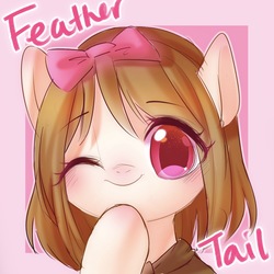 Size: 1500x1500 | Tagged: safe, artist:leafywind, oc, oc only, oc:feather tail, pony, abstract background, bust, female, mare, one eye closed, portrait, solo, wink