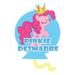 Size: 1024x1024 | Tagged: safe, artist:vale-bandicoot96, pinkie pie, pony, g4, crown, female, jewelry, pinkie desmadre, regalia, simple background, solo, spanish, transparent background
