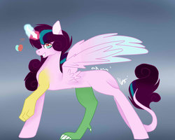 Size: 1024x819 | Tagged: safe, artist:vercullka01699, oc, oc only, hybrid, offspring, parent:discord, parent:princess flurry heart, parents:flurrycord, solo