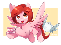 Size: 1570x1159 | Tagged: safe, artist:maren, oc, oc only, oc:weathervane, pegasus, pony, cup, food, solo, tea, teacup, teapot