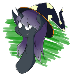 Size: 1600x1600 | Tagged: safe, edit, oc, oc only, oc:clairvoyance, female, hat, solo, witch hat