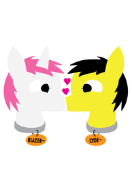 Size: 612x792 | Tagged: safe, oc, oc only, oc:blazerfury, oc:cyde, boop, bust, clipart, collar, gay, heart, male, noseboop, pet, pet play, portrait, simple background, white background