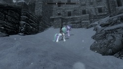 Size: 1360x768 | Tagged: safe, princess celestia, twilight sparkle, oc, oc:mr franconian, alicorn, human, pony, g4, 3d, clothes, female, happy, human male, humans riding ponies, love, male, mare, riding, sexy, shipping, skyrim, the elder scrolls, twilight sparkle (alicorn), underwear