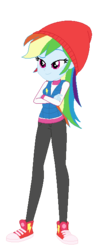 Size: 255x641 | Tagged: safe, artist:allegro15, artist:selenaede, rainbow dash, equestria girls, g4, base used, beanie, clothes, converse, crossed arms, female, hat, shoes, simple background, sneakers, solo, transparent background, winter boots, winter hat, winter outfit