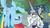 Size: 1920x1080 | Tagged: safe, screencap, rainbow dash, star swirl the bearded, pegasus, pony, unicorn, g4, shadow play, female, flying, male, mare, stallion, unimpressed, upside down