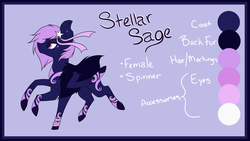 Size: 1024x576 | Tagged: safe, artist:mindlesssketching, oc, oc only, oc:stellar sage, original species, pony, female, reference sheet, six legs, solo, spinner