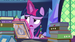 Size: 1920x1080 | Tagged: safe, screencap, twilight sparkle, alicorn, seapony (g4), g4, shadow play, book, female, foreshadowing, glowing horn, horn, levitation, magic, solo, telekinesis, twilight sparkle (alicorn)
