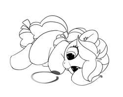 Size: 1280x1014 | Tagged: safe, artist:pabbley, kettle corn, pony, g4, marks and recreation, 30 minute art challenge, drawing, female, filly, partial color, solo, that pony sure does love circles
