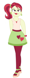 Size: 1222x3157 | Tagged: safe, artist:berrypunchrules, rose heart, equestria girls, g4, alternate clothes, clothes, ear piercing, earring, female, high heels, jewelry, pantyhose, piercing, shoes, simple background, skirt, socks, solo, stockings, transparent background